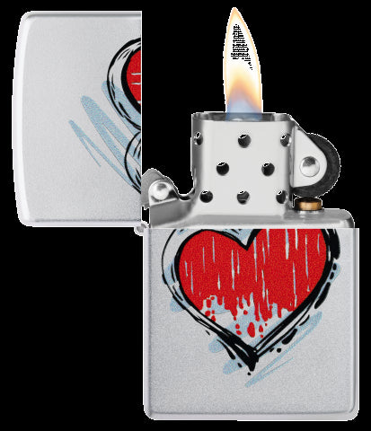 Zippo 46803 vžigalnik Heart, Satin Chrome