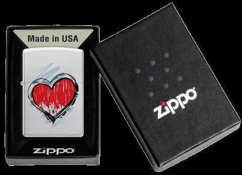 Zippo 46803 vžigalnik Heart, Satin Chrome