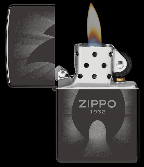 Zippo 46175 vžigalnik Campfire Zippo Fire Logo, High Polish Black
