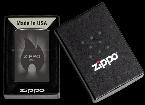 Zippo 46175 vžigalnik Campfire Zippo Fire Logo, High Polish Black