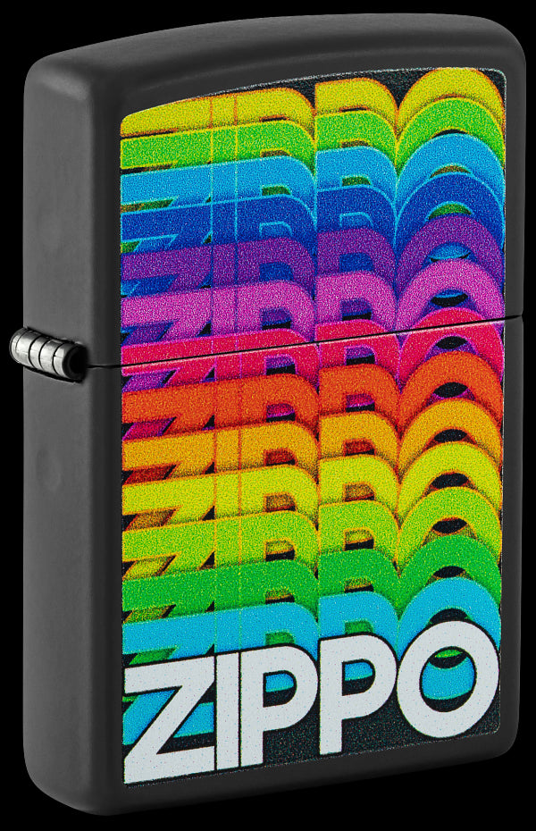 Zippo 46234 vžigalnik Rainbow Zippo Logo, Black Matte