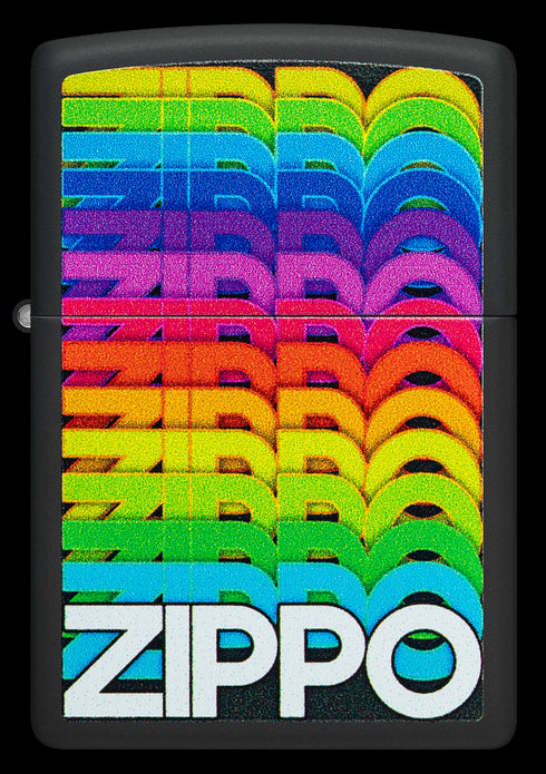 Zippo 46234 vžigalnik Rainbow Zippo Logo, Black Matte