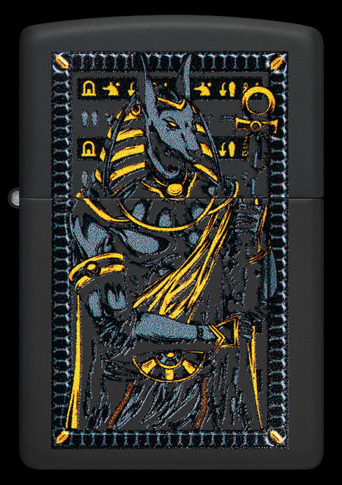 Zippo 46245 vžigalnik Egyptian God Anubus, Black Matte