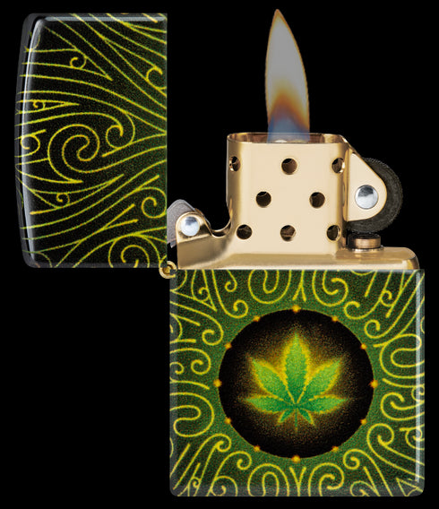 Zippo 46276 vžigalnik Cannabis Swirl, 540 Tumbled Brass