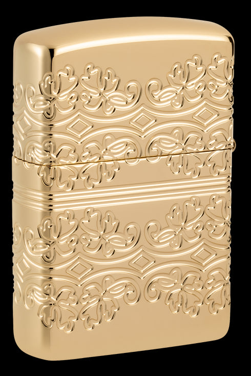 Zippo 46301 vžigalnik Armor Elegant Golden Clover, High Polish Gold Plate