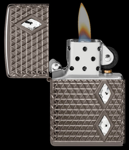 Zippo 46316 vžigalnik Armor Pattern Crystals, Black Ice