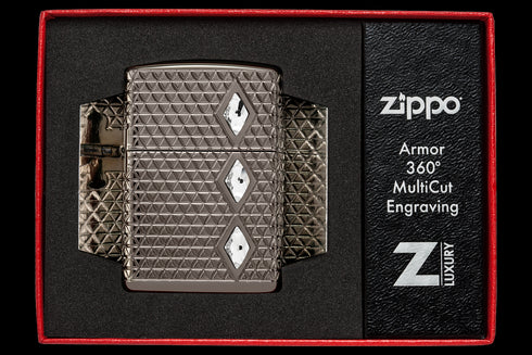 Zippo 46316 vžigalnik Armor Pattern Crystals, Black Ice