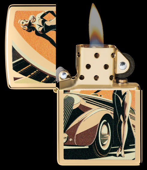 Zippo 60.007.258 vžigalnik Vintage Car & Woman