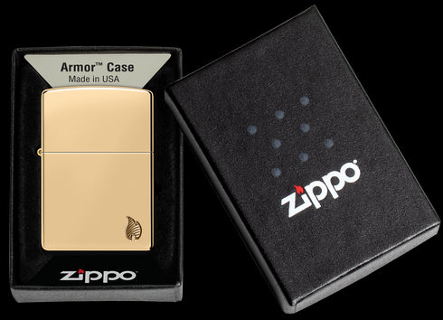 Zippo vžigalnik 46397 Armor Flame, High Polish Brass