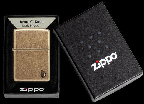 Zippo vžigalnik 46400 Armor Flame, Antique Brass