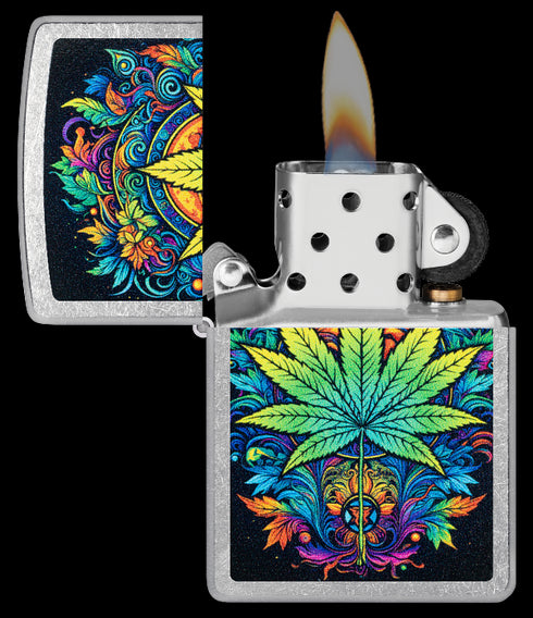 Zippo 46575 vžigalnik Psychedelic Cannabis, Street Chrome
