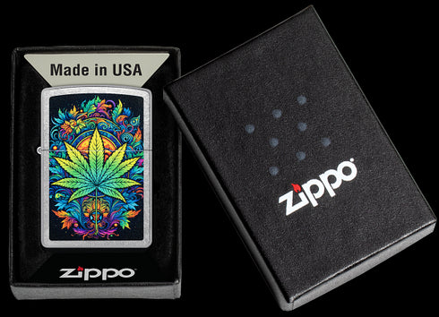 Zippo 46575 vžigalnik Psychedelic Cannabis, Street Chrome