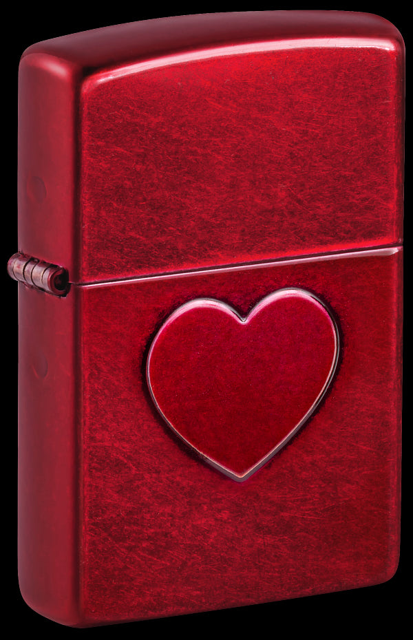 Zippo 46588 vžigalnik 3D Stamped Heart, Candy Apple Red