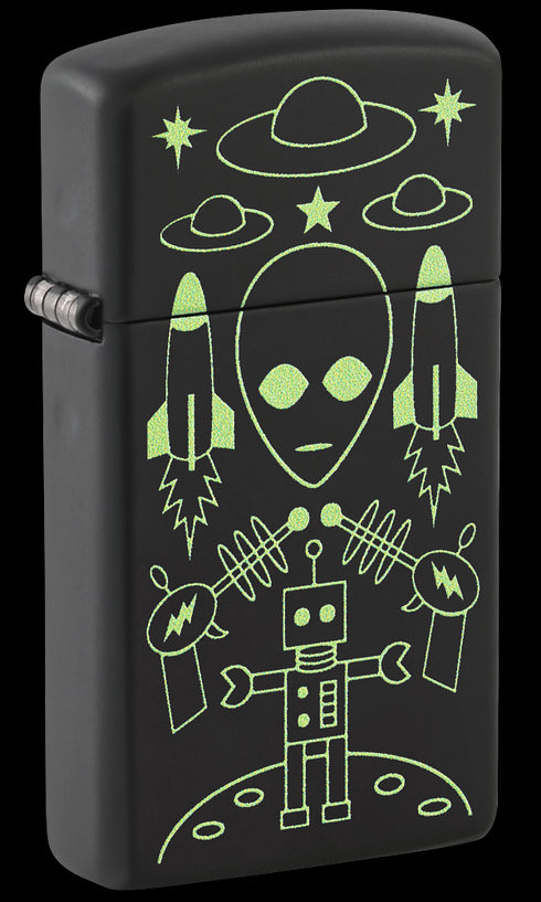 Zippo 46691 vžigalnik Alian Nostalgia Vintage Slim, Black Matte