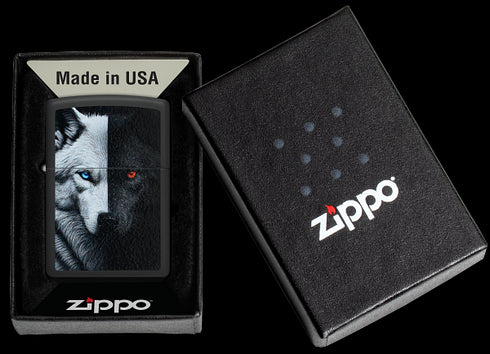 Zippo 46694 vžigalnik Dual Inner Wolf, Black Matte