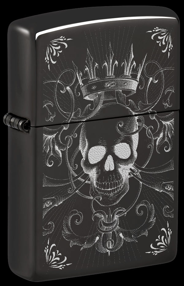 Zippo 46699 vžigalnik Gothic King Skull, High Polish Black