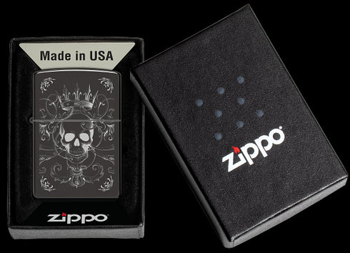 Zippo 46699 vžigalnik Gothic King Skull, High Polish Black