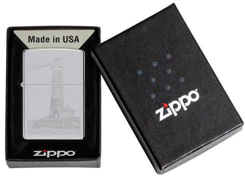 Zippo 46725 vžigalnik Lighthouse, High Polish Chrome