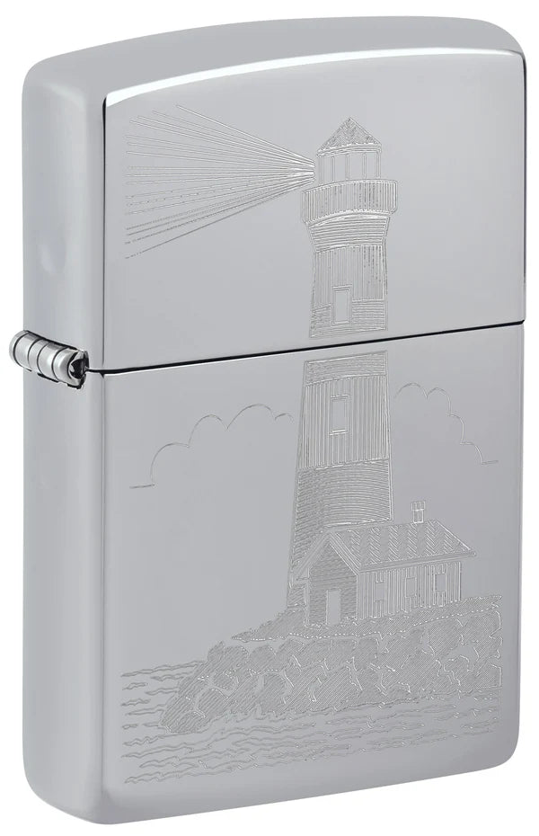 Zippo 46725 vžigalnik Lighthouse, High Polish Chrome