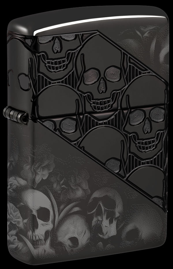 Zippo 46751 vžigalnik Skulls Armor, High Polish Black