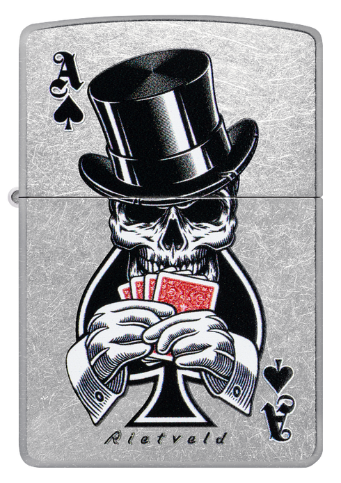 Zippo 47112 vžigalnik Gentleman Skull & Poker by Rietveld