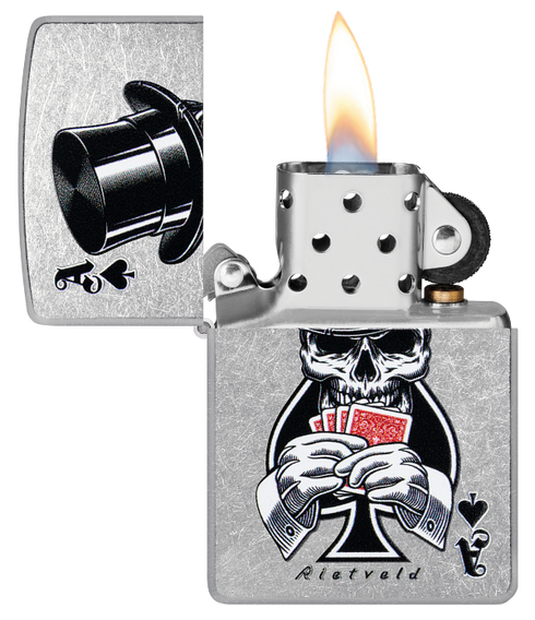 Zippo 47112 vžigalnik Gentleman Skull & Poker by Rietveld
