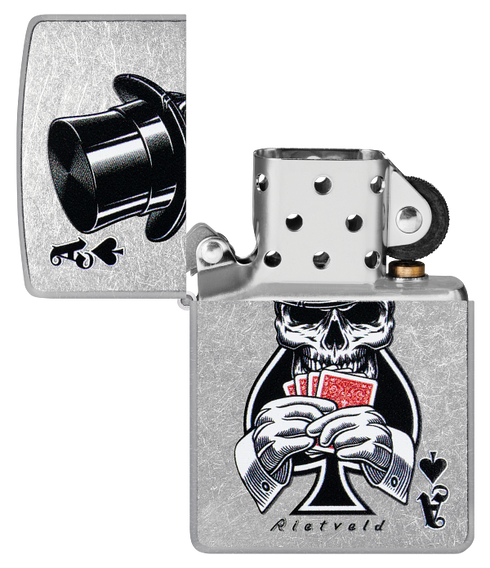 Zippo 47112 vžigalnik Gentleman Skull & Poker by Rietveld