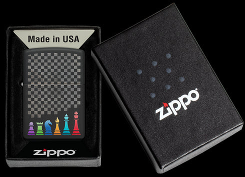 Zippo vžigalnik 48662 Chess Pieces, Black Matte