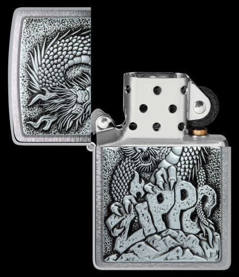 Zippo vžigalnik 48902 Dragon Emblem Brushed Chrome