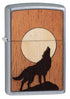 Zippo 49043 vžigalnik Woodchuck Howling Wolf, Street Chrome
