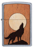 Zippo 49043 vžigalnik Woodchuck Howling Wolf, Street Chrome