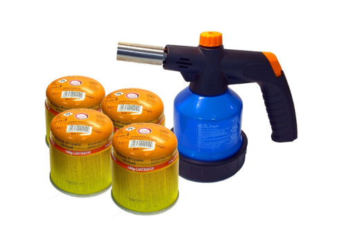 Set Gorilnik spajkalni plinski RK-5004 + 4 kartuše 190g ElicoTech, 500402