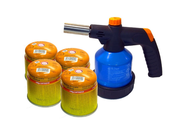 Set Gorilnik spajkalni plinski RK-5004 + 4 kartuše 190g ElicoTech, 500402