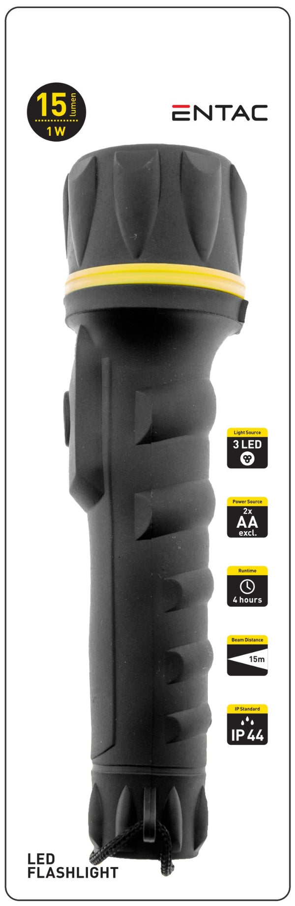 Entac 901725 Svetilka baterijska 3 LED 1W 15lm 15m/4h 2xAA IP44