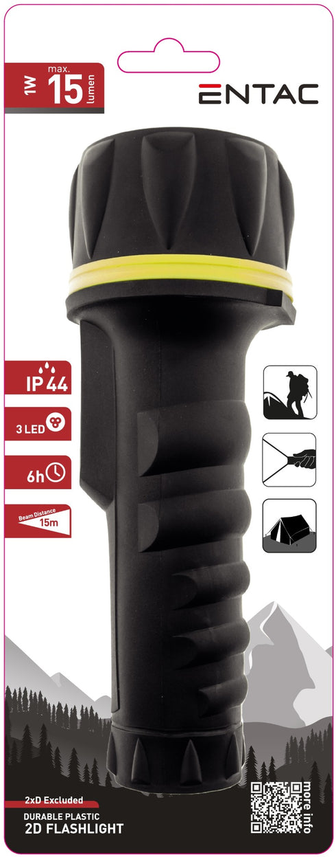 Entac 901749 Ročna svetilka 2xD 1W 15lm 15m IP44