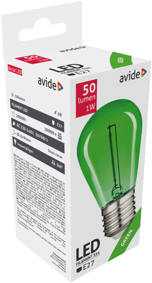 Avide 26124 Žarnica Decor - zelena Filament LED E27 1W