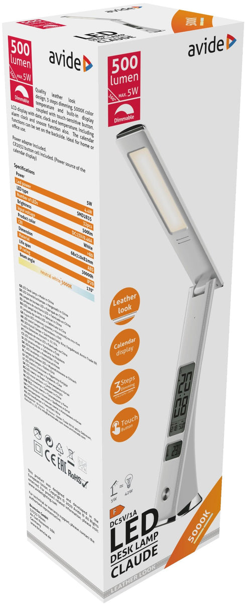 Avide 943909 Namizna svetilka Business Leather Claude Calandar LED 5W 5000K 500lm