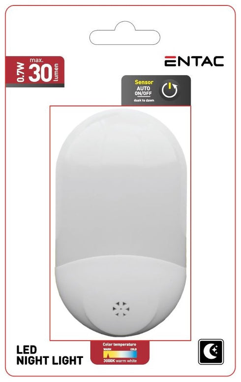 Svetilka nočni senzor oval 0.7W 3000K 30lm max 1m bela IP20 ENL-0.7W-DS