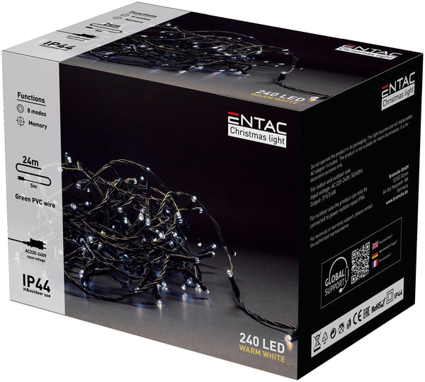 Entac 980140 Novoletne lučke - vrv bela 240 LED 24 m
