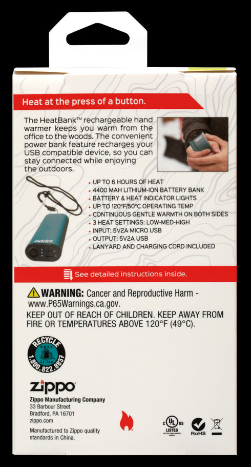 Zippo 2.007.398 HeatBank™ 6 - Polnilni grelec in Power Bank, Modra