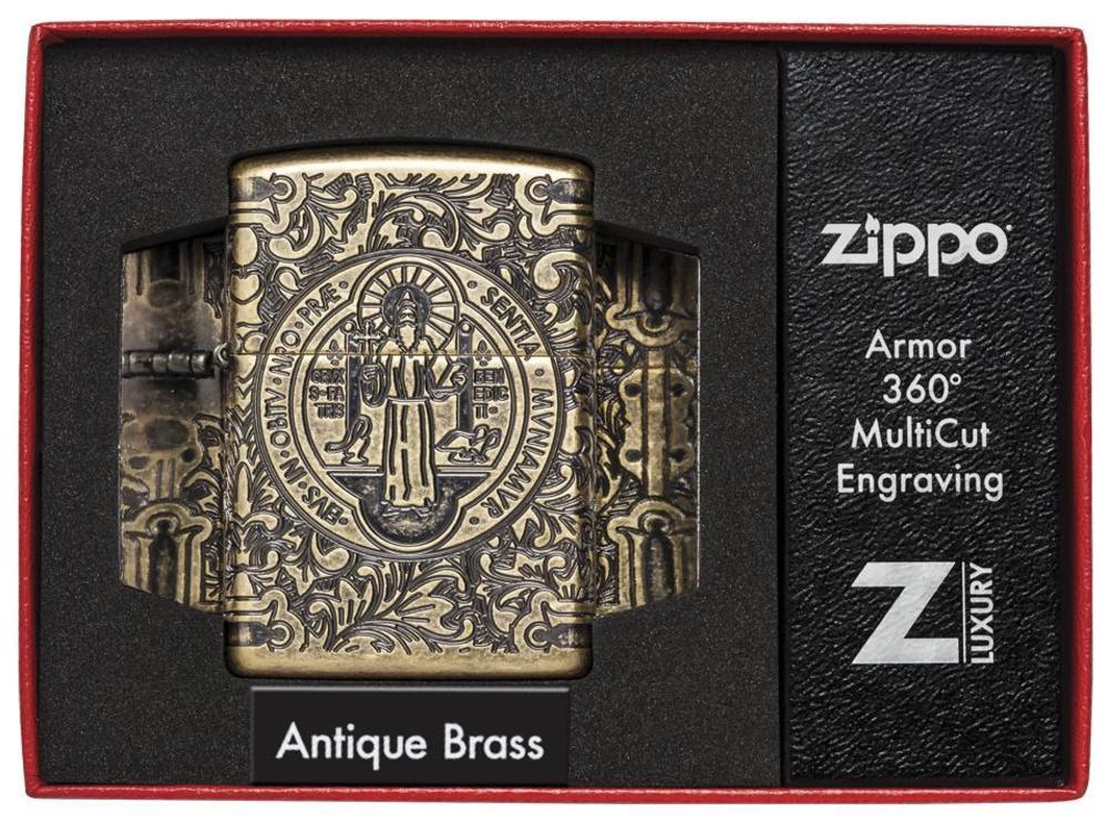 Zippo vžigalnik 29719 St. Benedict, Armor® Antique Brass