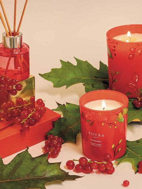 Roura 333501.224 Sveča Cranberries - Aroma 3 v 1, 3 stenji