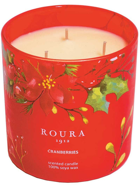 Roura 333501.224 Sveča Cranberries - Aroma 3 v 1, 3 stenji