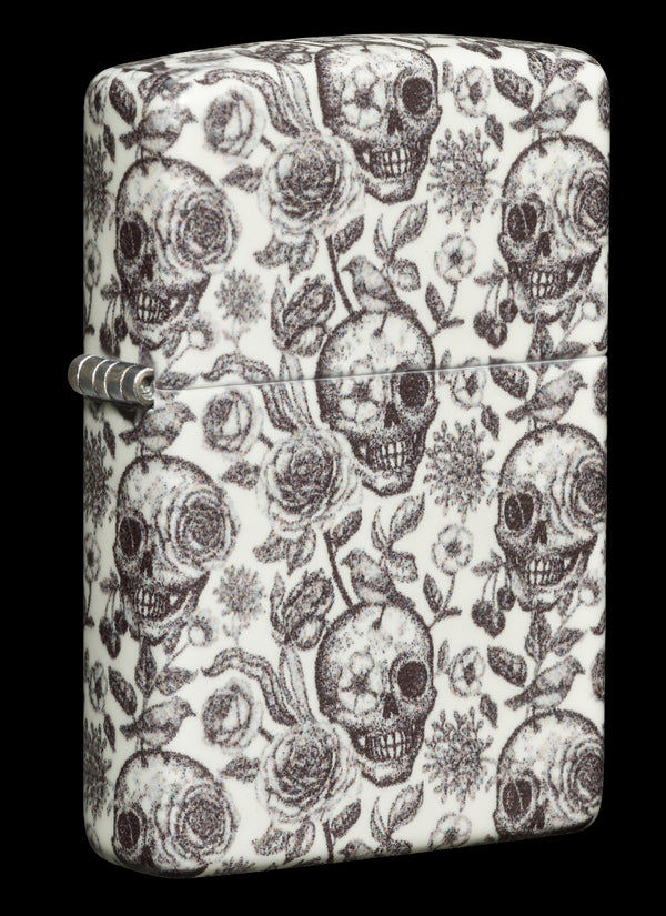 Zippo vžigalnik 49458 Skulls & Flowers, Glow in the Dark