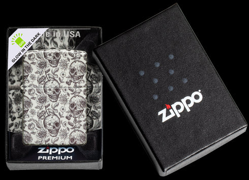 Zippo vžigalnik 49458 Skulls & Flowers, Glow in the Dark