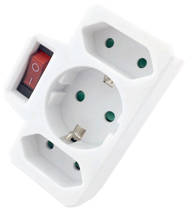 Entac 04405 Razdelilec 3 vtični s stikalom (1 x ozemljen, 2 x EURO)
