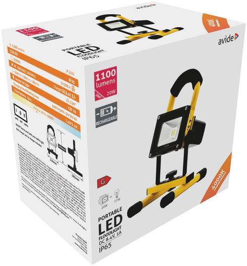 Avide 07109 Polnilni reflektor LED COB 20W NW 1100lm