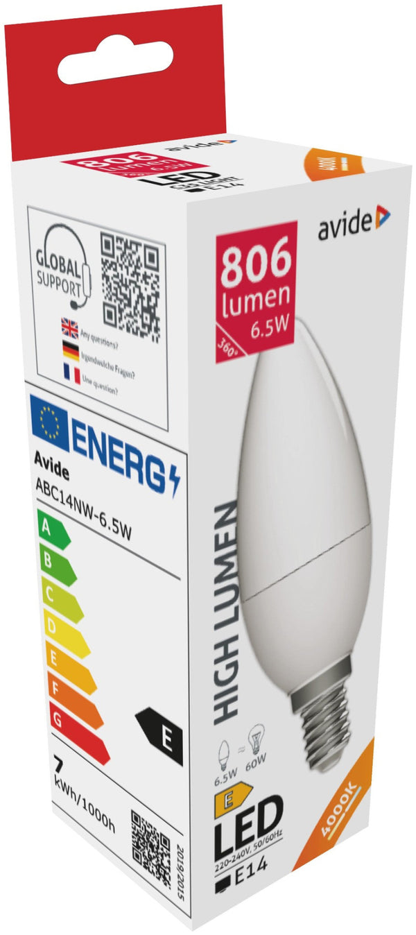 Avide 931128 Žarnica LED 6.5W E14 4000K 806lm C35