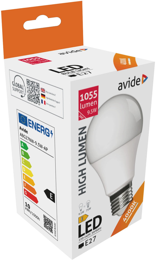 Avide 932989 Žarnica LED 9.5W E27 4000K 1055lm 180° A60