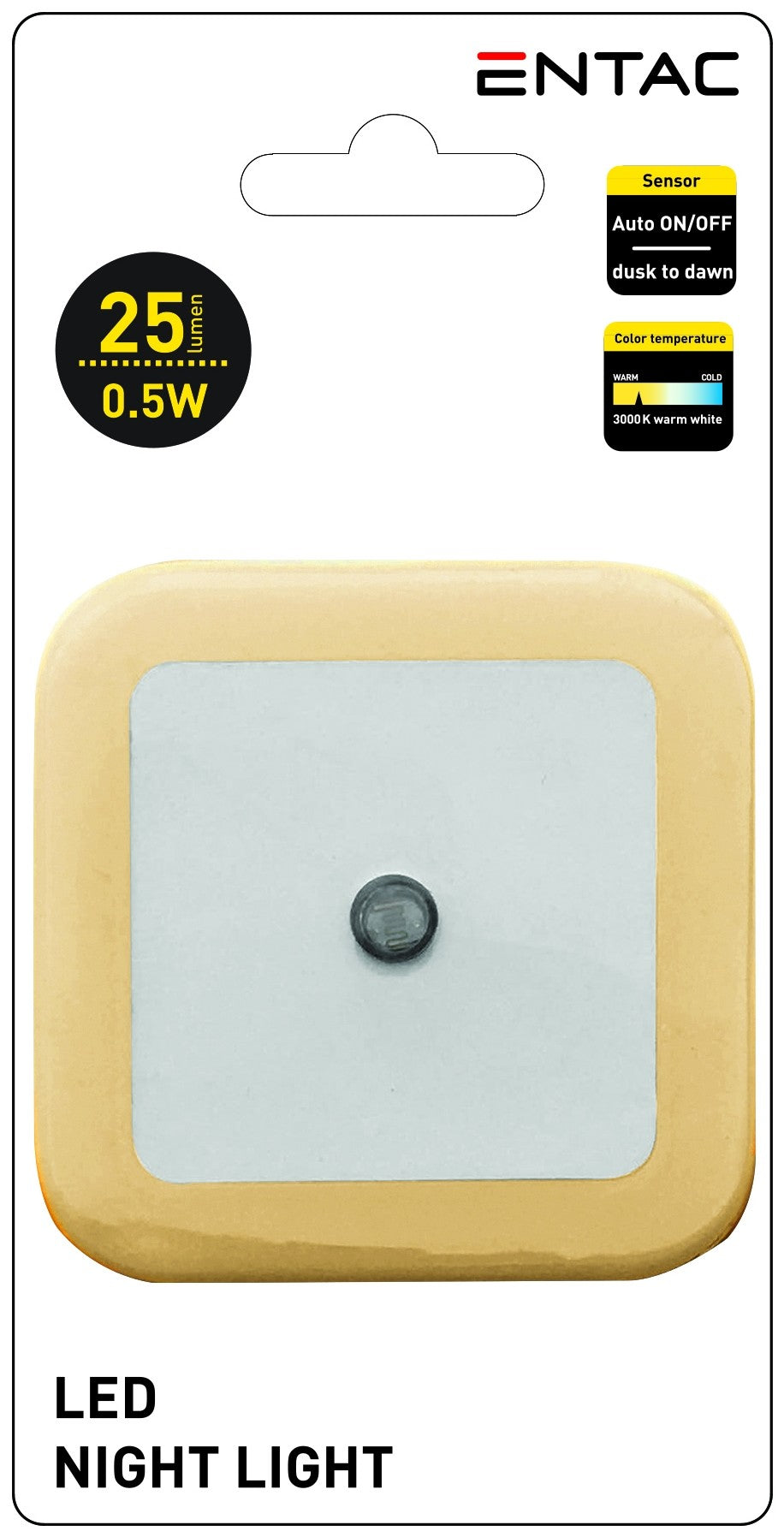 Entac 982465 Nočna svetilka na senzor 0.5W WW kvadrat oranžna